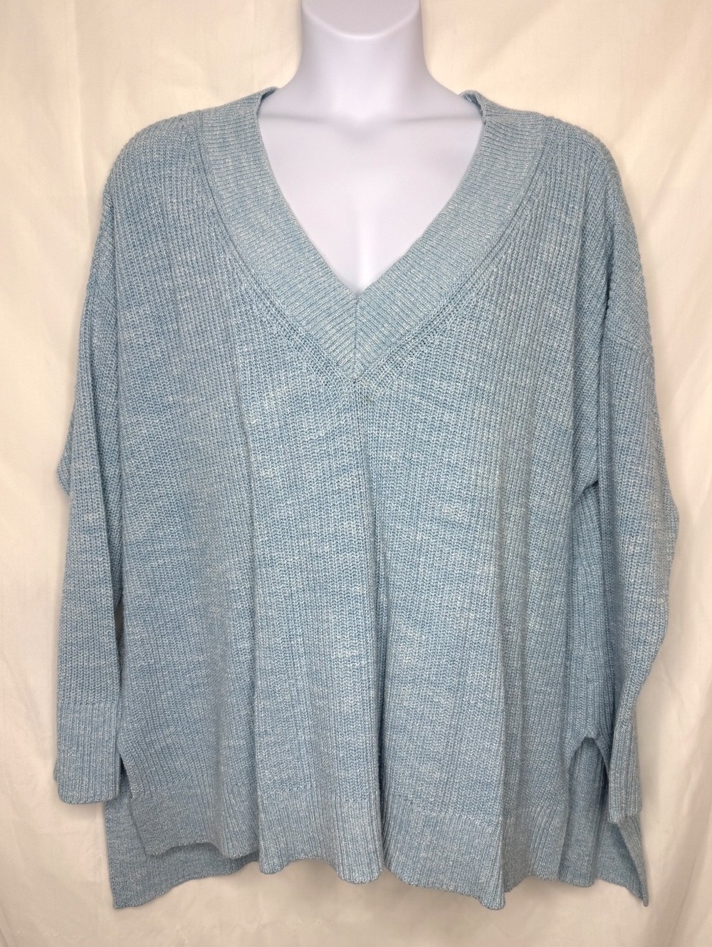 Lane Bryant Light Blue Cotton V-Neck Sweater 22/24